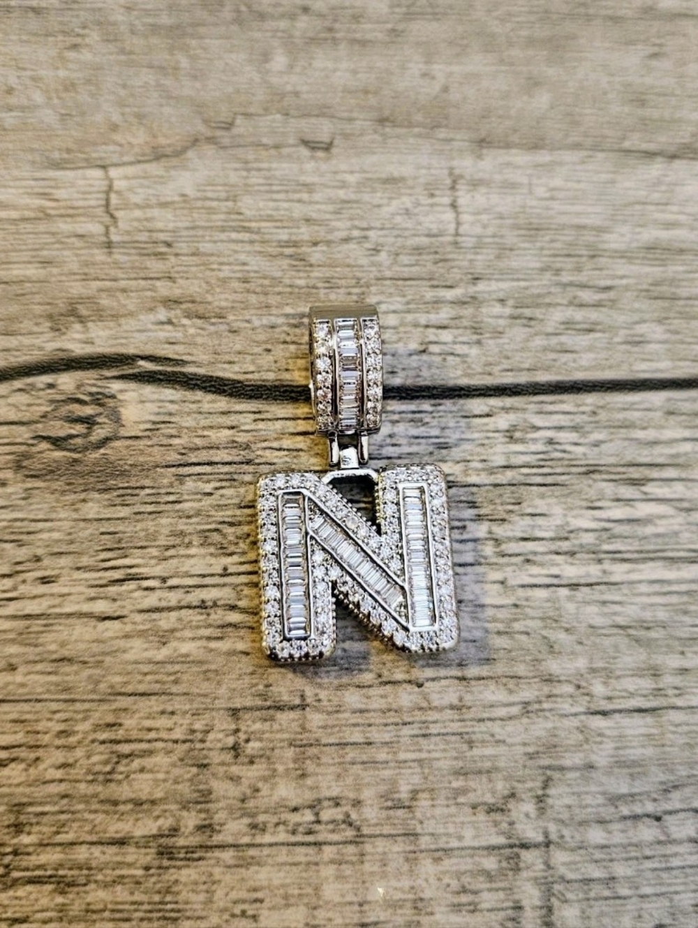 Sterling Silver  plated Letters A to Z Initial Baguette CZ P - Picture 3 of 15
